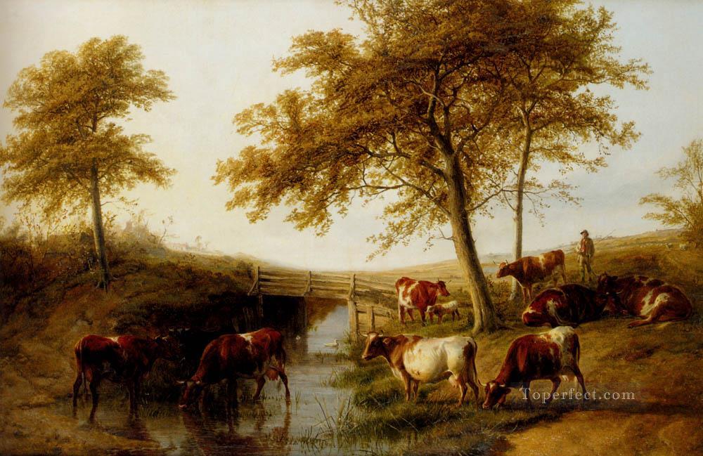 Cattle Resting By A Brook farm animals Thomas Sidney Cooper Oil Paintings